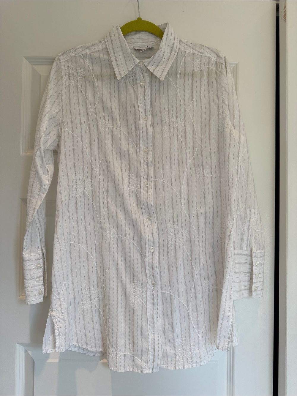 White Long-Sleeve Button-Up Shirt
